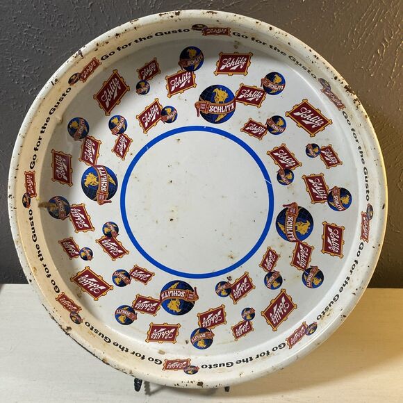 Vintage Schlitz Brewing Co Beer Tray Metal Serving Tray Platter Many Logos Rare - Picture 1 of 4